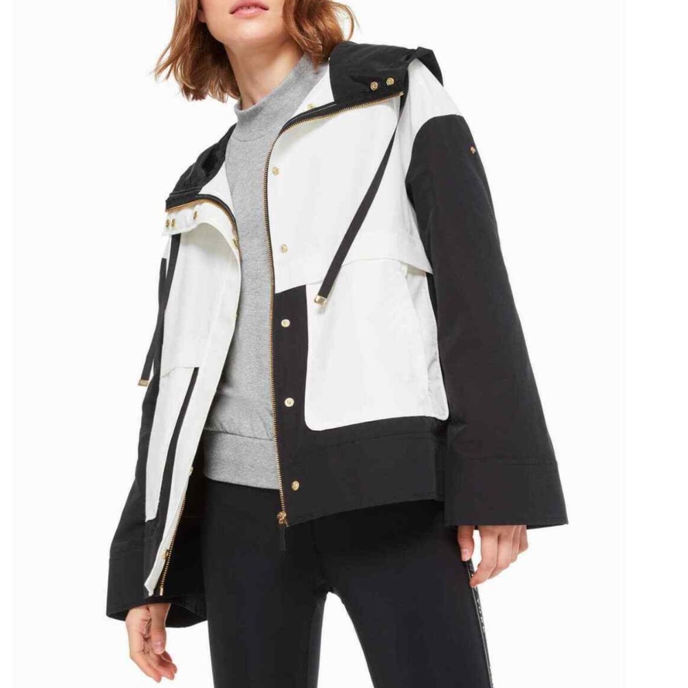 NWT!! Kate Spade Colorblock Mixed Media Black and White Anorak Jacket
